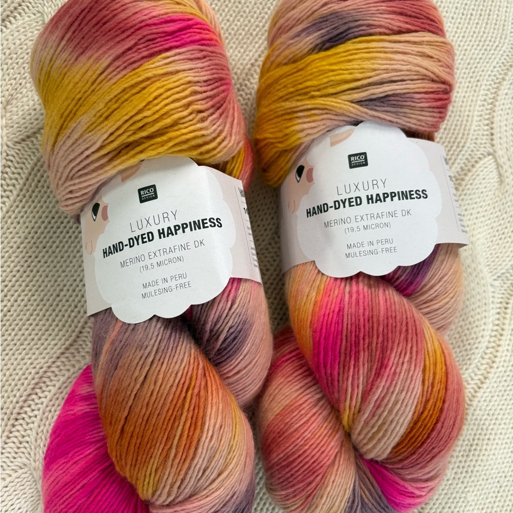 2 Skeins of Rico Luxury Hand-Dyed Happiness DK Yarn